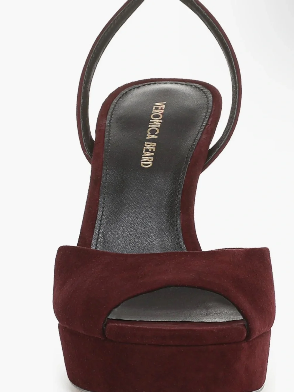 Veronica Beard Brianne Raisin Suede Platform Peep-Toe Ankle-Strap Heels NEW BOX